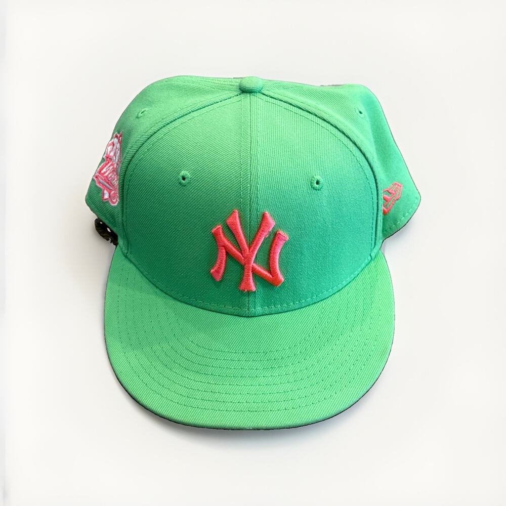 New Era Retro Neon Green MLB New York Yankees 1999 World Series Fitted Hat 7 1/8